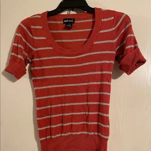 Wet Seal sweater- Size Medium -orange with grey stripes